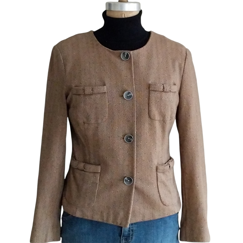 CAbi Flecked Herringbone Blazer Size Medium